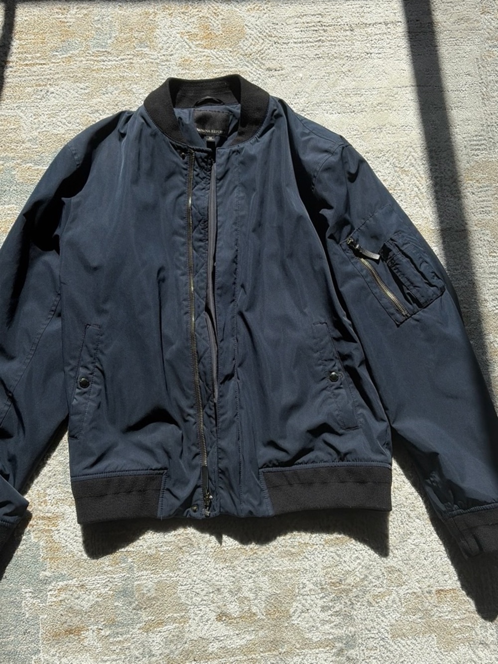 Banana Republic Navy Bomber Jacket with Sleeve Pocket